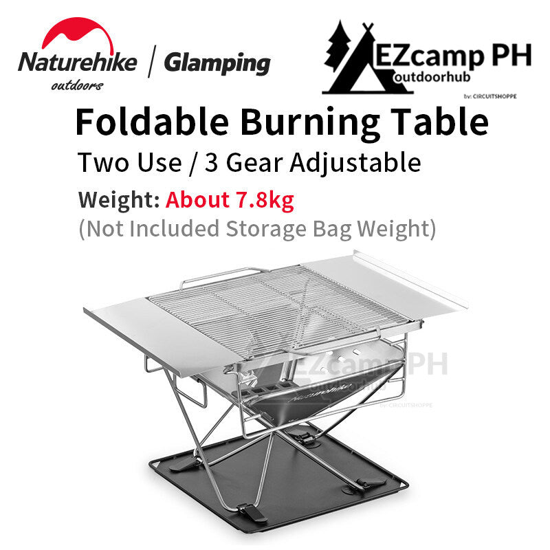 Naturehike Outdoor Foldable Pure Thick Stainless Steel Fire Wood Charcoal Grill Burner Adjustable Height Portable BBQ Fire Pit Firewood Bonfire Rack