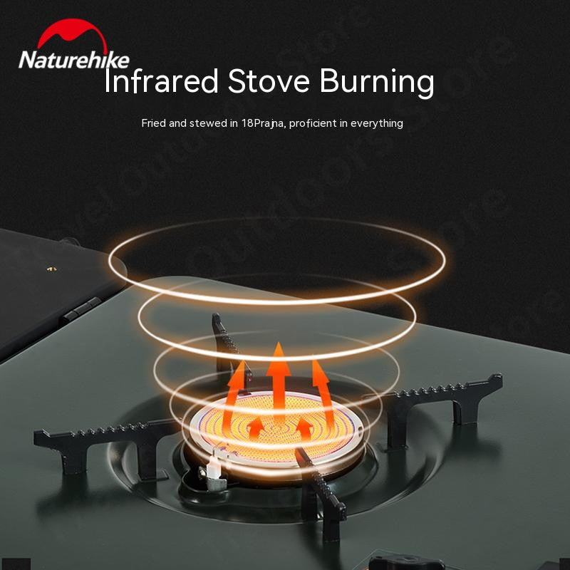 Naturehike FIREWORKS Outdoor Mobile Kitchen Working Table Box Trolley Storage with Infrared Butane Gas Stove Burner Portable Folding Camping Cooking