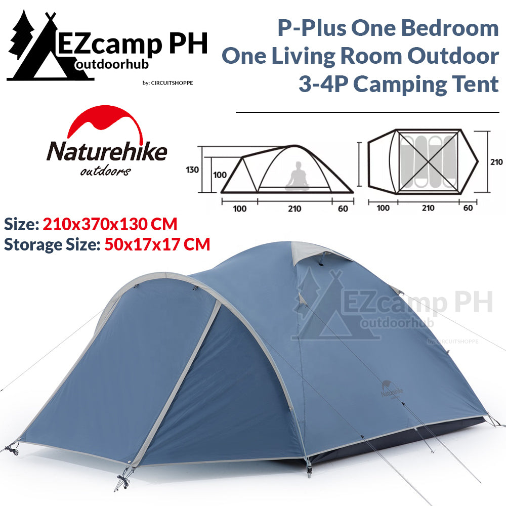 Naturehike 3 to 4 Person P-Plus One Bedroom One Living Room Outdoor Camping Tent Portable Waterproof Windproof Ultralight P Plus Series P-Series