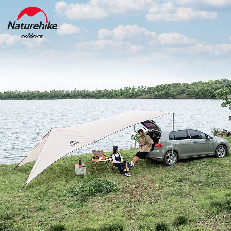 Naturehike Gabled Car Back Awning Canopy Camping Tarp Tent 150D Oxford Cloth UPF50+ with 3 Poles Car Camp Tail Sun Shade Rain Fly Waterproof Windproof