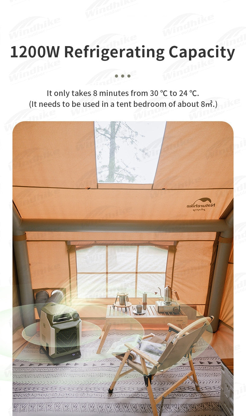 Naturehike X ECOFLOW WAVE Outdoor Mobile Air Conditioner 1200W Quick Cooling Camping Tent Air Cooler Glamping Portable Aircon Optional 1008Wh Battery