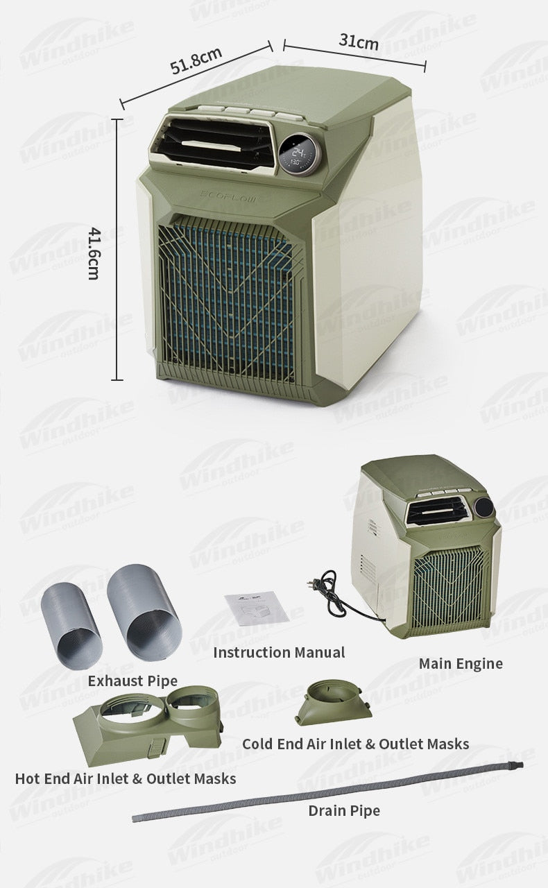 Naturehike X ECOFLOW WAVE Outdoor Mobile Air Conditioner 1200W Quick Cooling Camping Tent Air Cooler Glamping Portable Aircon Optional 1008Wh Battery