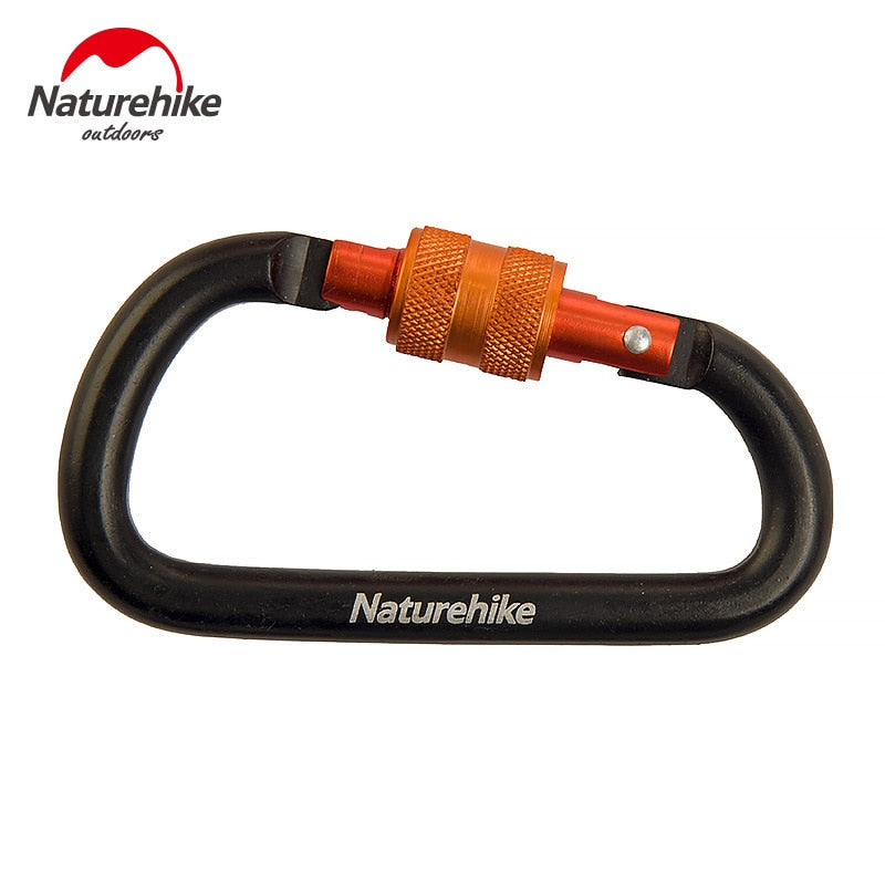 Naturehike 8cm D Type Carabiner Safety Hook Buckle with Lock Camping Tent Hanging Accessories 60kg Max Load Ultralight Hiking Key Chain