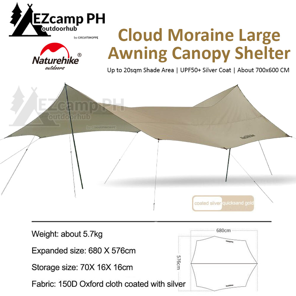 Naturehike CLOUD MORAINE Extra Large Camping Awning Canopy Tarp –  ezcampphoutdoorhub