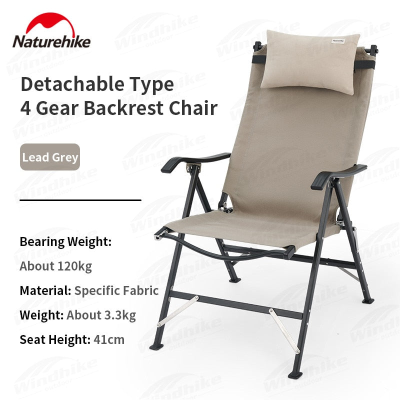 Naturehike x NIELLO Series TY10 Camping 4 Level Reclining Chair 3.3kg Lightweight 120kg Max Aluminum Foldable Outdoor Portable Folding with Pillow