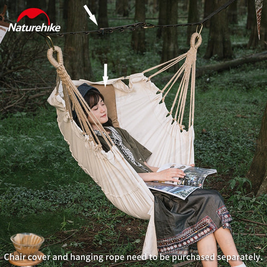 Naturehike 120x145cm Canvas Cotton Hanging Hammock Camping Swing Chair Outdoor Portable 150Kg Load Bearing Beach Travel Hanging Bed Nature Hike