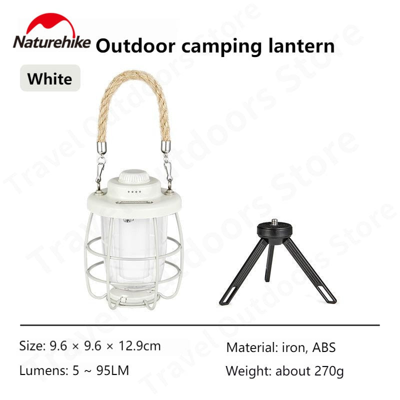 Naturehike Outdoor Camping LED Lamp Atmosphere Light USB Charge Portable Hanging Tent Lamp Ambient Lighting IPX4 Waterproof Lantern With Tripod