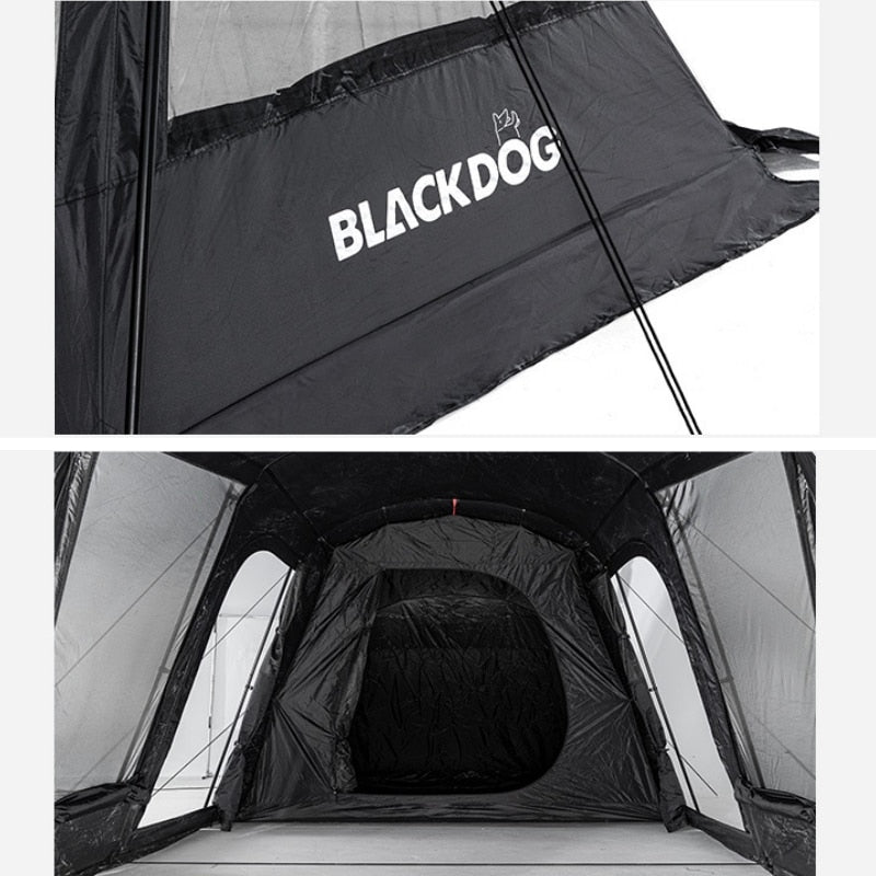 BLACKDOG by Naturehike Large Big Black Beige Tunnel Tent 4 to 6 Person 1 Bedroom 2 Living Area UPF50+ Outdoor Waterproof PU Vinyl Coated Camping