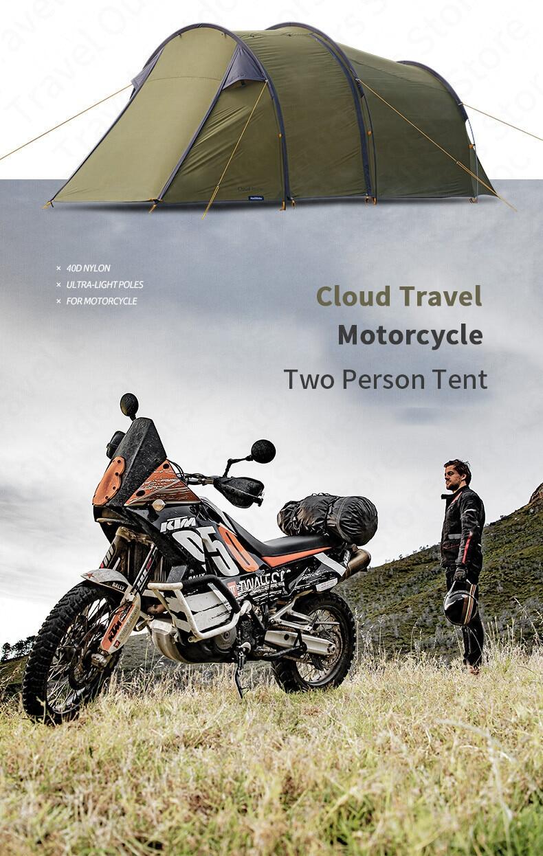 Naturehike Cloud Tourer 2 Ultralight Motorcycle 2 Person Camping Travel Tent Portable Outdoor Motocamping Waterproof Tunnel Tent Moto Motor Shelter