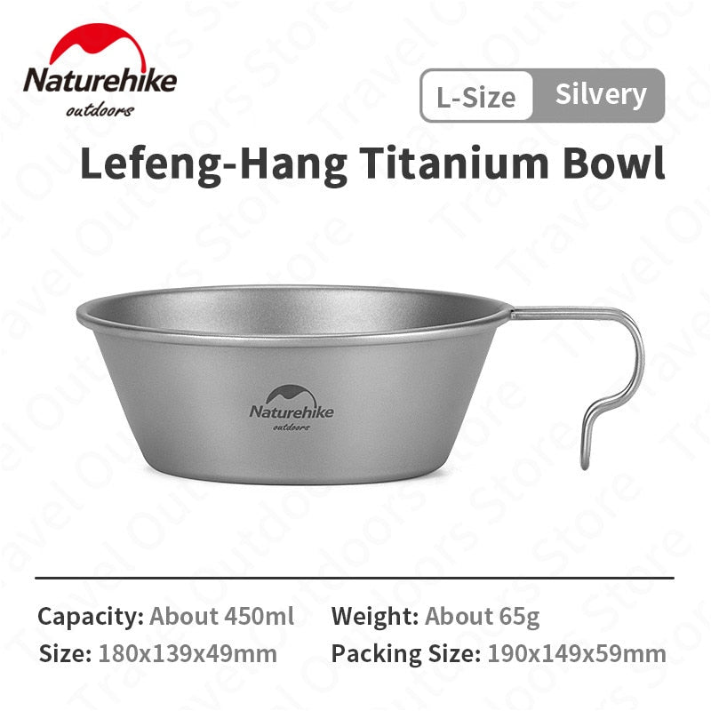 Naturehike 300ml 450ml Hanging Pure Titanium Bowl Portable Ultralight 54g Outdoor Picnic Tableware Shera Bowl Camping Hiking Utensil Cooking Hang