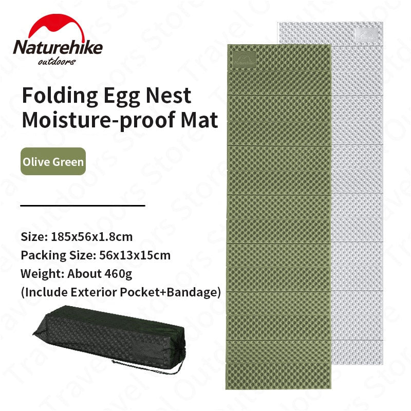 Naturehike Outdoor 1.8CM Thickness Moisture-proof Sleeping Mat Pad Single Person Egg Nest Tray Groove Folding Camping Portable Pad Soft Tent Bed