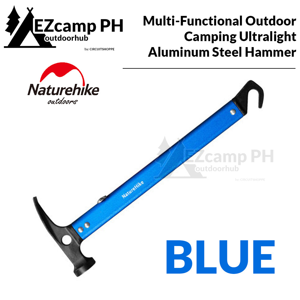 Naturehike Outdoor Multi Functional Aluminum Steel Hammer Peg Nail Stakes Puller Setter Light Weight Ultralight Martilyo Heavy Duty Mallet Tent Tool