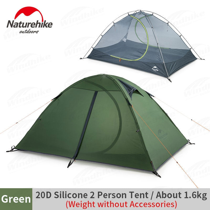 Naturehike SUMMER Series 2 Person 4 Season Portable Camping Tent Ultralight 1.6Kg Double Layer 20D Nylon Silicone Pu4000mm Hiking Backpacking Tent