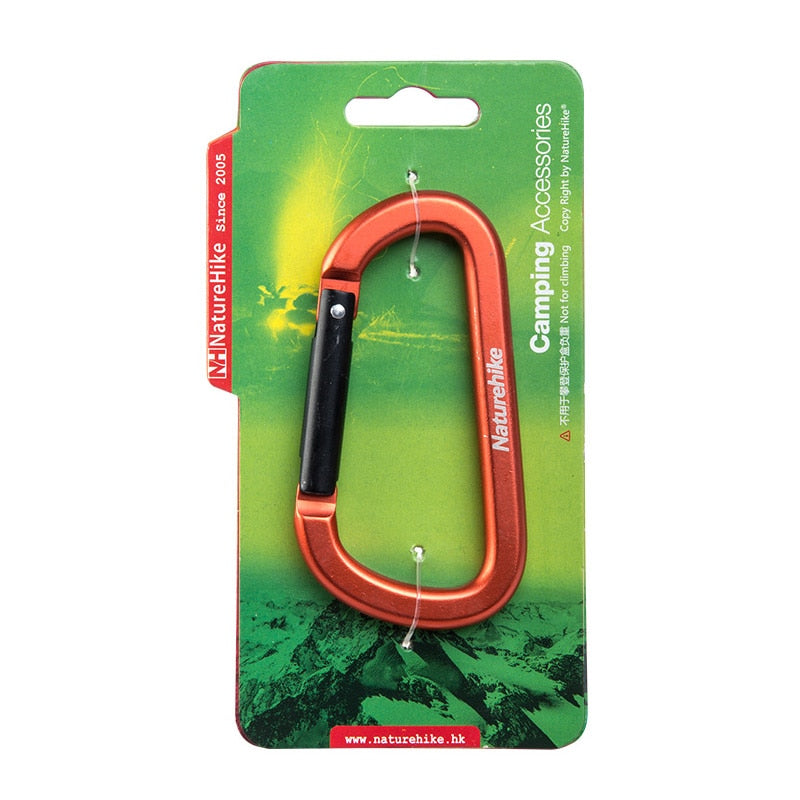 Naturehike Outdoor D Type 8cm Carabiner Camping Tent Accessories Hooks Fast Hanging Multi-Functional Aluminum Alloy Hang Safety Buckle Key Chain