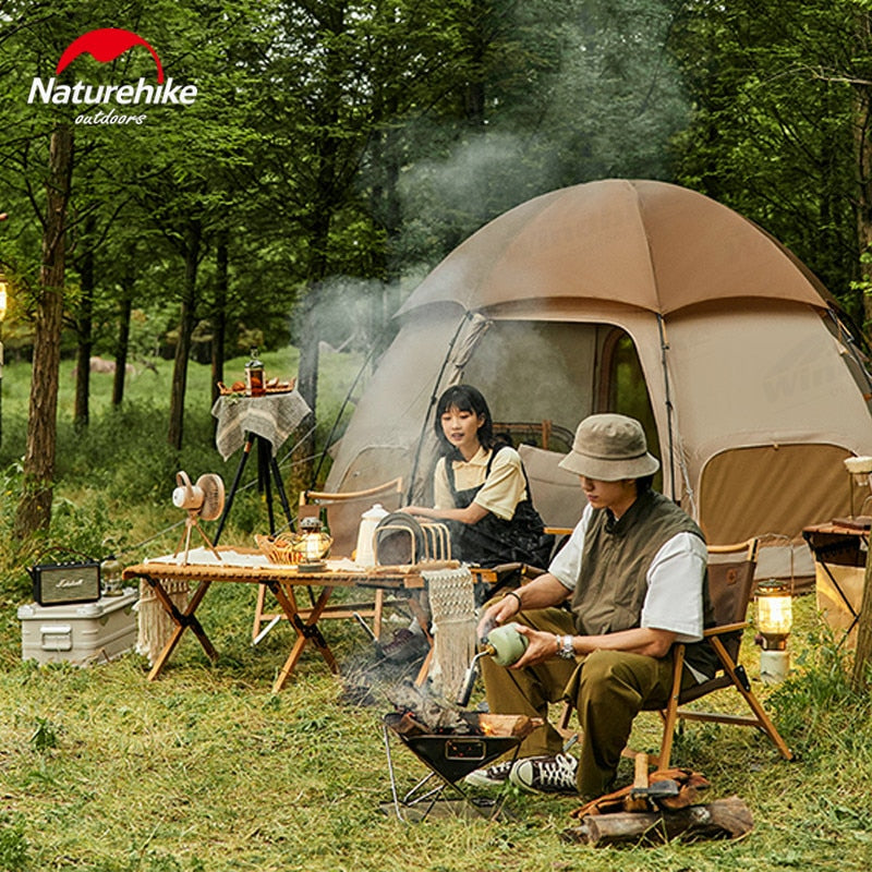 Naturehike MG Octagon Dome Style Camping Tent for 4 Person 2 Doors Multiple Window Breathable Waterproof Tent 8.5sqm Octagonal Structure with Mat