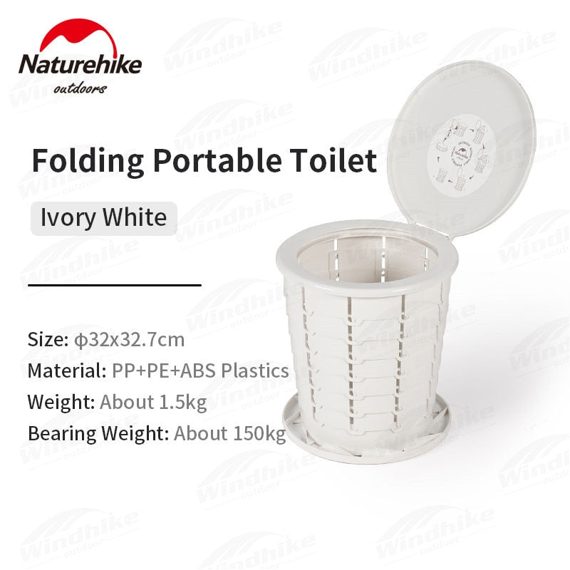 Naturehike Outdoor Folding Portable Toilet Bin Collapsible Camping Trash Seat Bowl with Optional Garbage Waste Bag and Liquid Curing Agent Coagulant