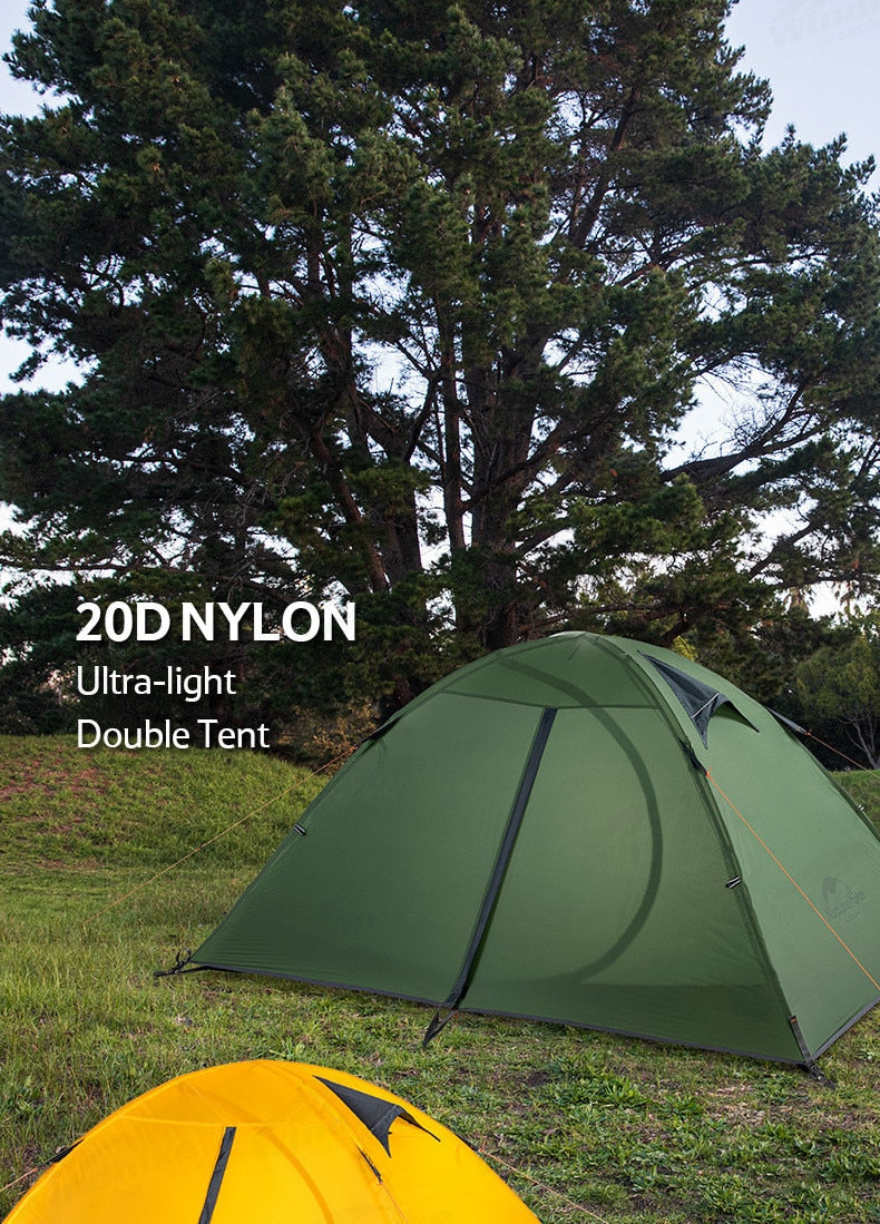 Naturehike SUMMER Series 2 Person 4 Season Portable Camping Tent Ultralight 1.6Kg Double Layer 20D Nylon Silicone Pu4000mm Hiking Backpacking Tent