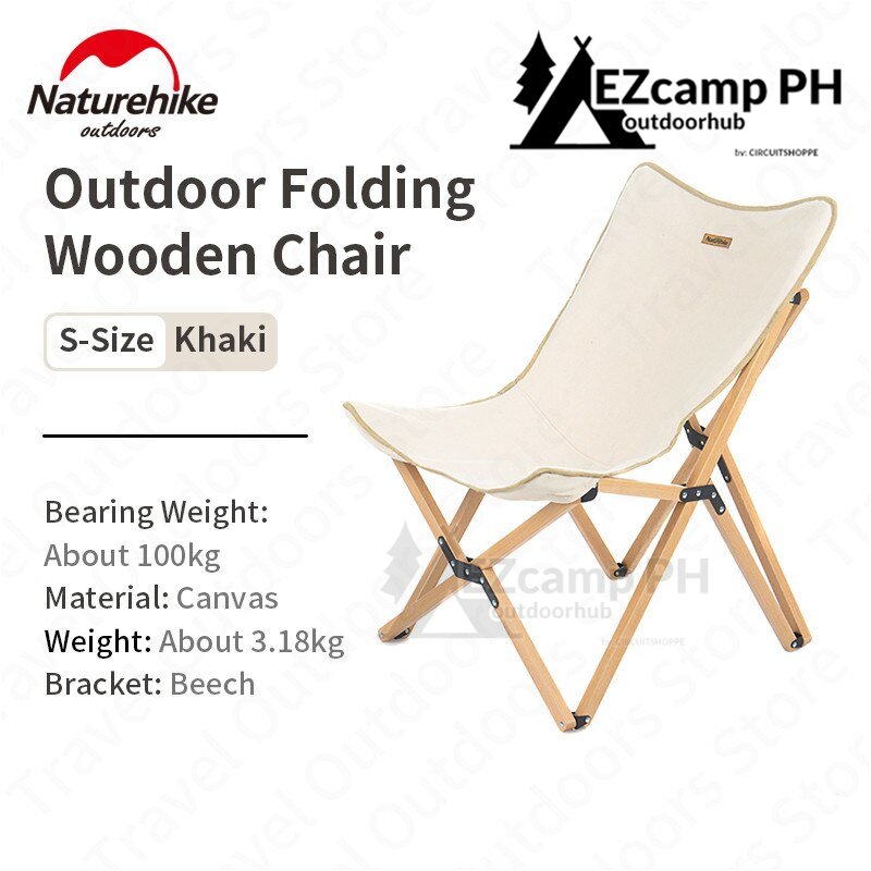 Naturehike Folding Camping Moon Chair Wooden Ultralight Portable Solid Beech Wood Oxford Cloth Glamping Chair Steady Outdoor Travel Daily Leisure