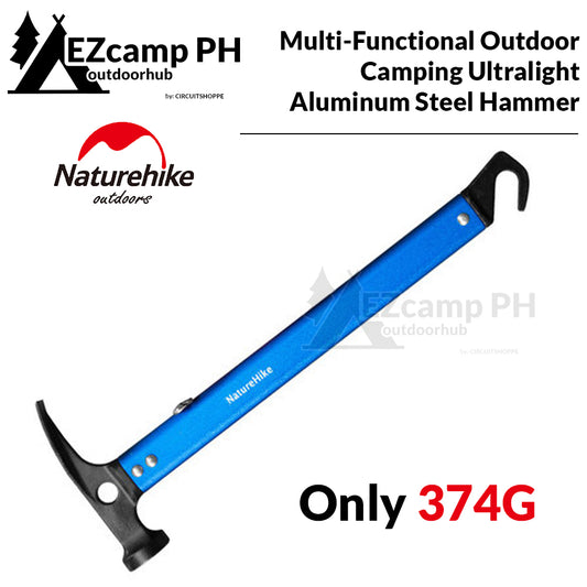 Naturehike Outdoor Multi Functional Aluminum Steel Hammer Peg Nail Stakes Puller Setter Light Weight Ultralight Martilyo Heavy Duty Mallet Tent Tool