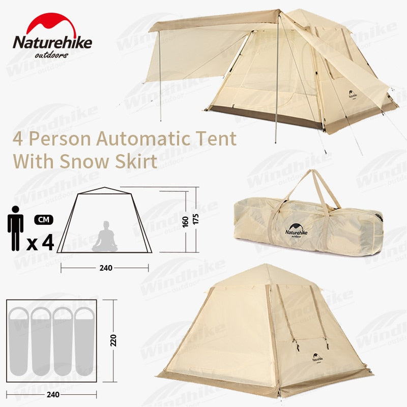 2022 Naturehike ANGO 4 Person Automatic Pole Camping Tent with Front B –  ezcampphoutdoorhub