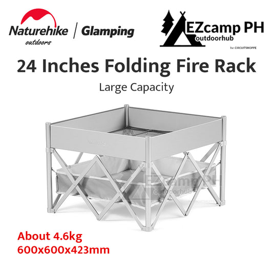 Naturehike 24 Inches 60CM Outdoor Fire Wood Campfire Bonfire Pit Rack Stainless Aluminum Large Camping Firewood Folding Rack Grill Cooking