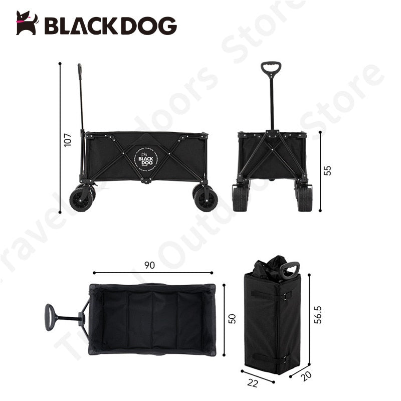 BLACKDOG by Naturehike 150L Wide Wheel 4 Way Folding Camping Trolley Cart Equipment Carrier Foldable 120kg Max Portable Detachable Wheel White Black