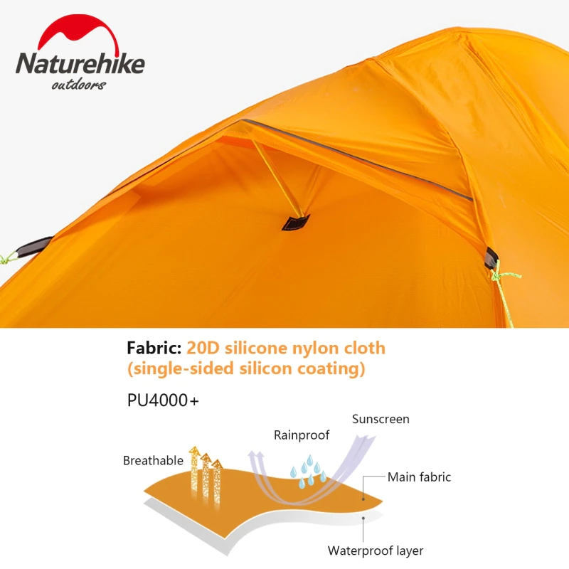 Naturehike SPIDER Series 1 and 2 Person Ultralight Cycling Camping Tent Outdoor Waterproof  210T 20D Material 3 Season Portable Hiking Backpacking