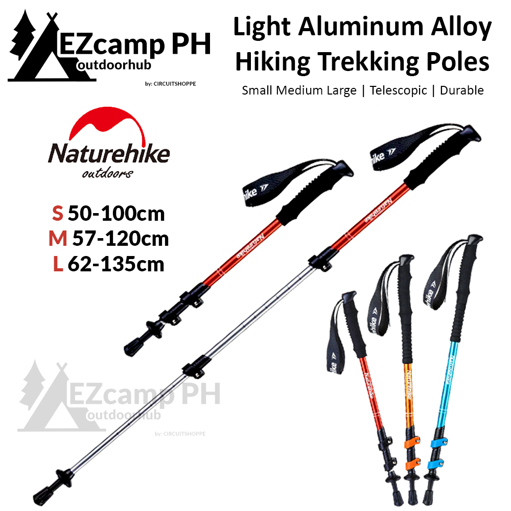 Naturehike Small Medium Large Outdoor Aluminum Alloy Hiking Trekking Pole Rubber Tip Lightweight Walking Trek Stick Telescopic Portable Retractable