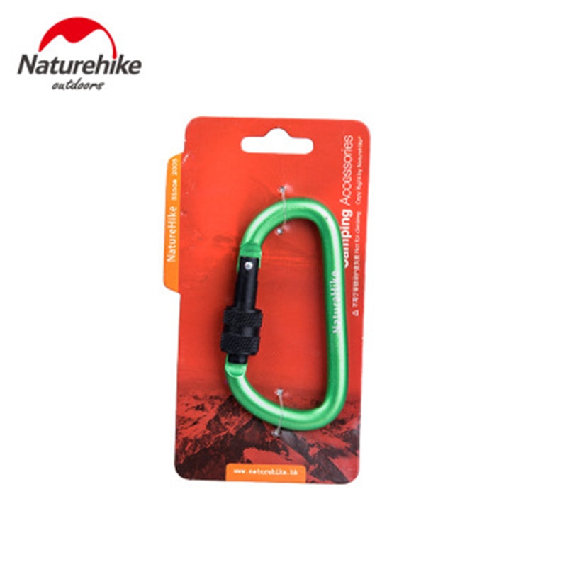 Naturehike 8cm D Type Carabiner Safety Hook Buckle with Lock Camping Tent Hanging Accessories 60kg Max Load Ultralight Hiking Key Chain