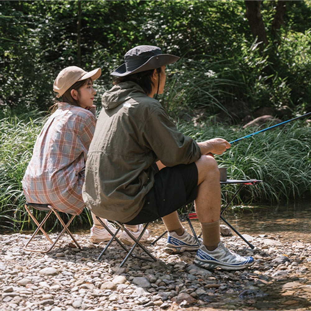 Naturehike Mini Stool Chair Outdoor Portable Lightweight Small Outdoor Chair Aluminum Alloy Folding 75KG Max Load Fishing Chair Hiking Picnic Beach Travel Heavy Duty Original Nature Hike