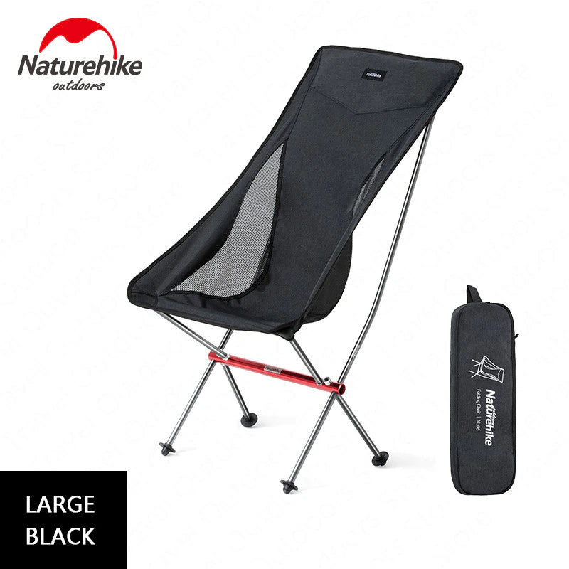 Naturehike YL06 High Back Portable Camping Folding Moon Chair Ultralight Aluminum Alloy up to 150kg Max Load Foldable Outdoor Seat