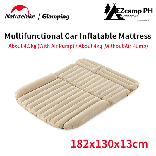 Naturehike Car Inflatable Mattress Air Bed Universal Auto Camping Comfortable Optional 12V Car Socket Airbed Pump PVC Suede Portable Sleeping Pad Mat