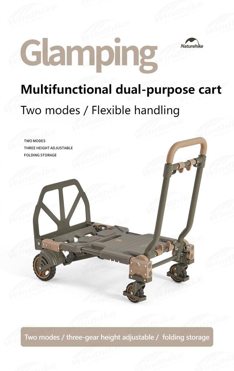 Naturehike TC08 Outdoor Foldable Trolley Multi Functional 2 In 1 Camping Small Cart Portable Luggage Push Pull Folding Cart Wagon Equipment