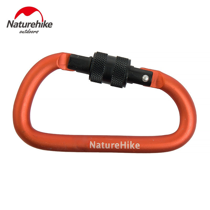 Naturehike 8cm D Type Carabiner Safety Hook Buckle with Lock Camping Tent Hanging Accessories 60kg Max Load Ultralight Hiking Key Chain