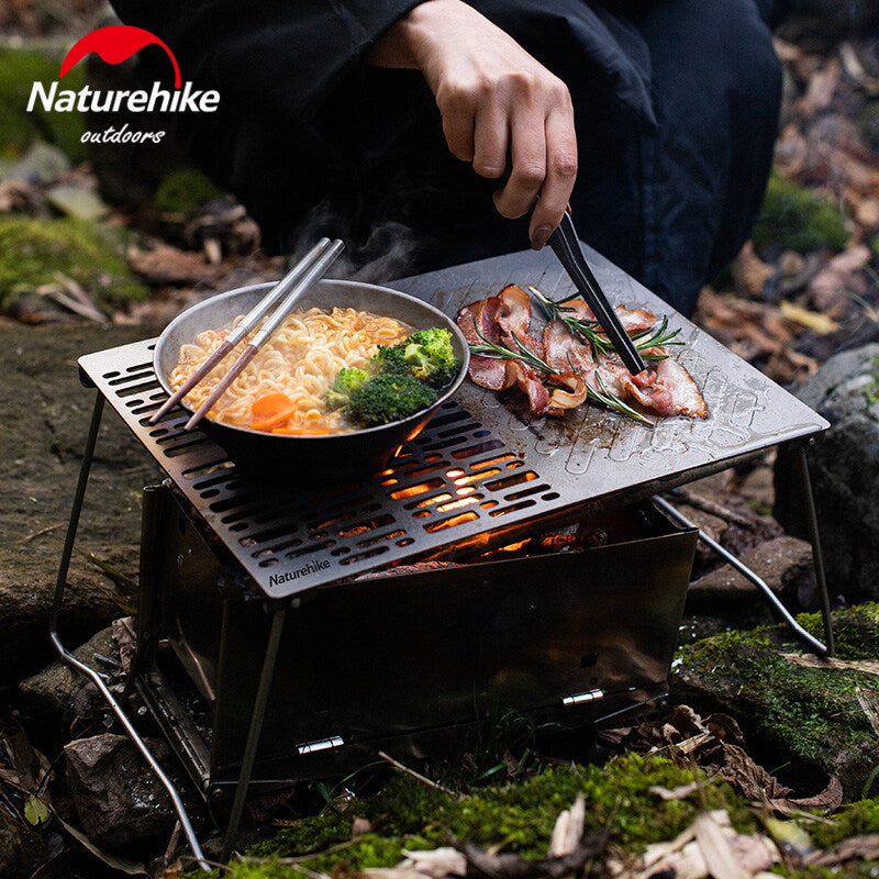 Naturehike 2021 New Titanium Baking Tray Ultralight Outdoor Barbecue Metal Plate Portable BBQ Fire Grill For Camping Hiking Picnic Baking With Storage Bag Nature Hike