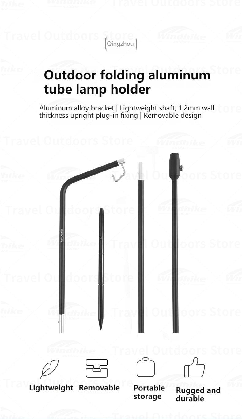 Naturehike Outdoor Ultralight Aluminum Lamp Post Pole Camping Adjustable Height Folding Lantern Holder Bracket Light Stand with 40cm Thick Ground Nail