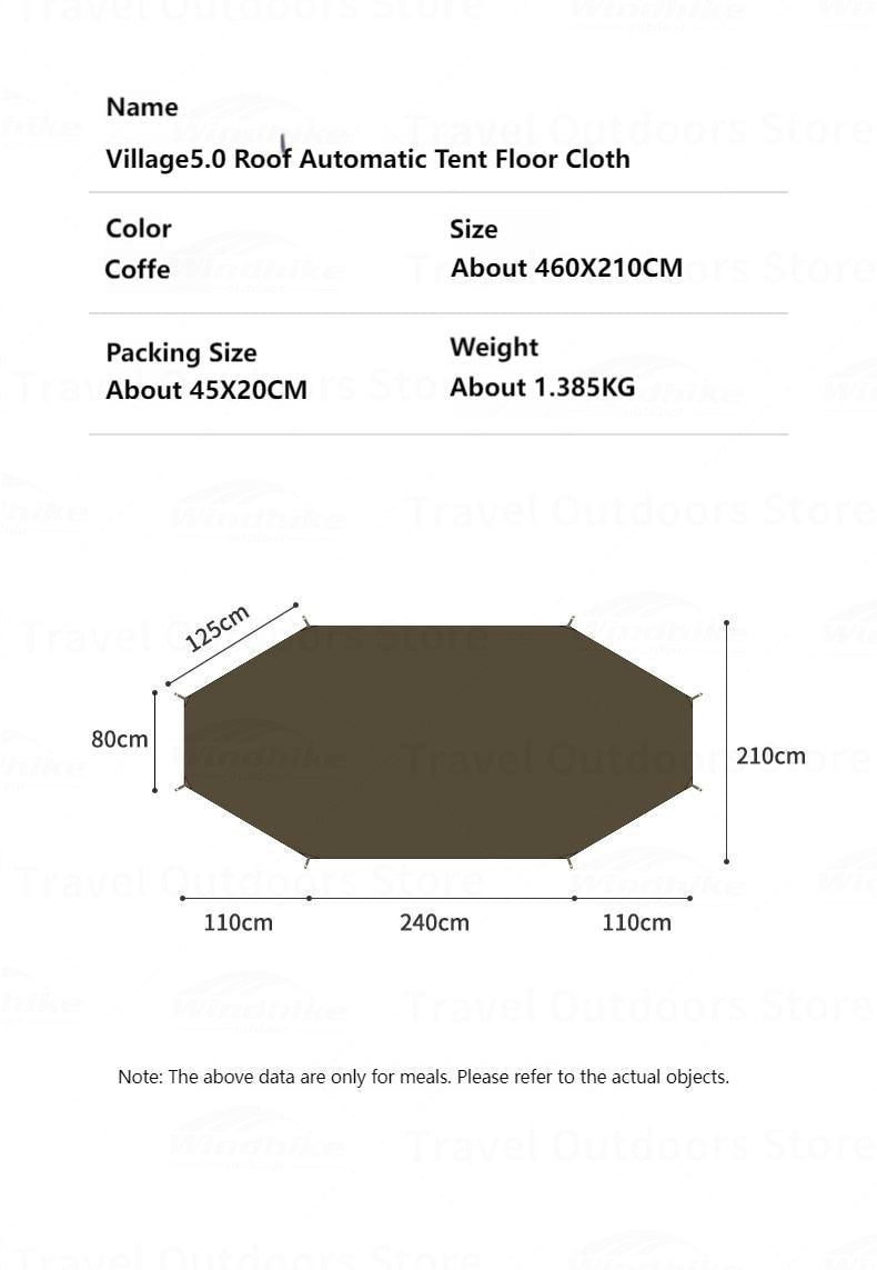 Naturehike Village 5.0 13 Tent Ground Cloth Sheet Camping Mat Add