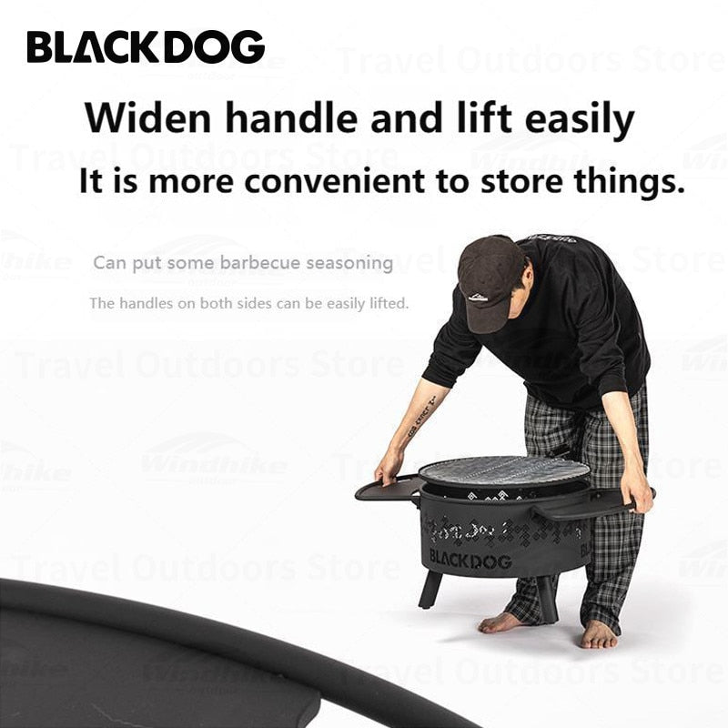 BLACKDOG by Naturehike 3-5 People 47cm Outdoor Black Barbecue Charcoal Firewood Grill Burner Picnic Camping Bonfire Rack BBQ Grilling Fire Wood Pit