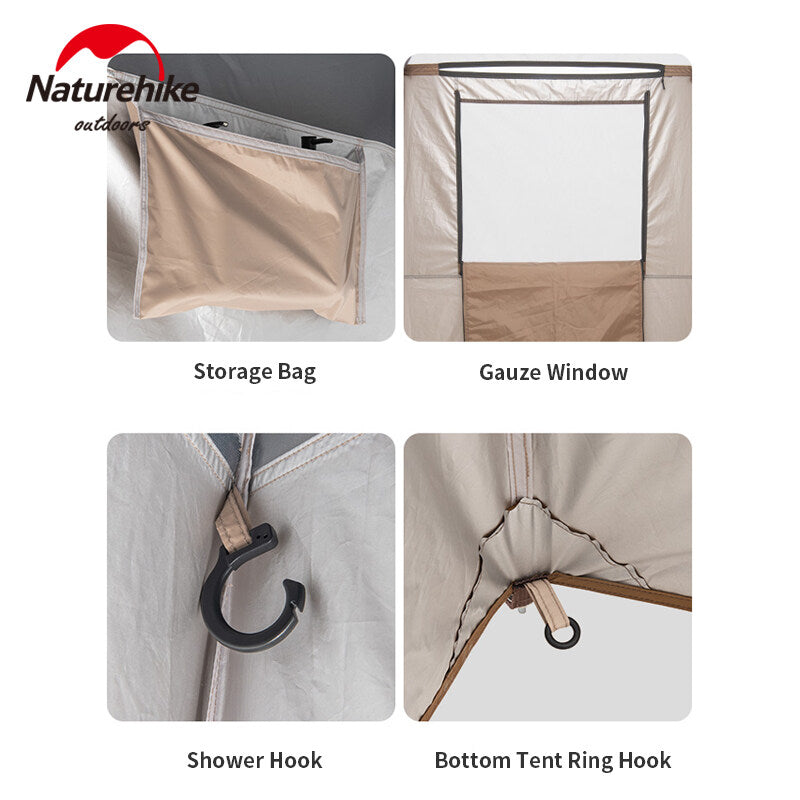 Naturehike Outdoor Shower Changing Tent 210T Sunscreen Camping Hiking Tent Portable Changing Room Tent Nature Hike Toilet Comfort Room