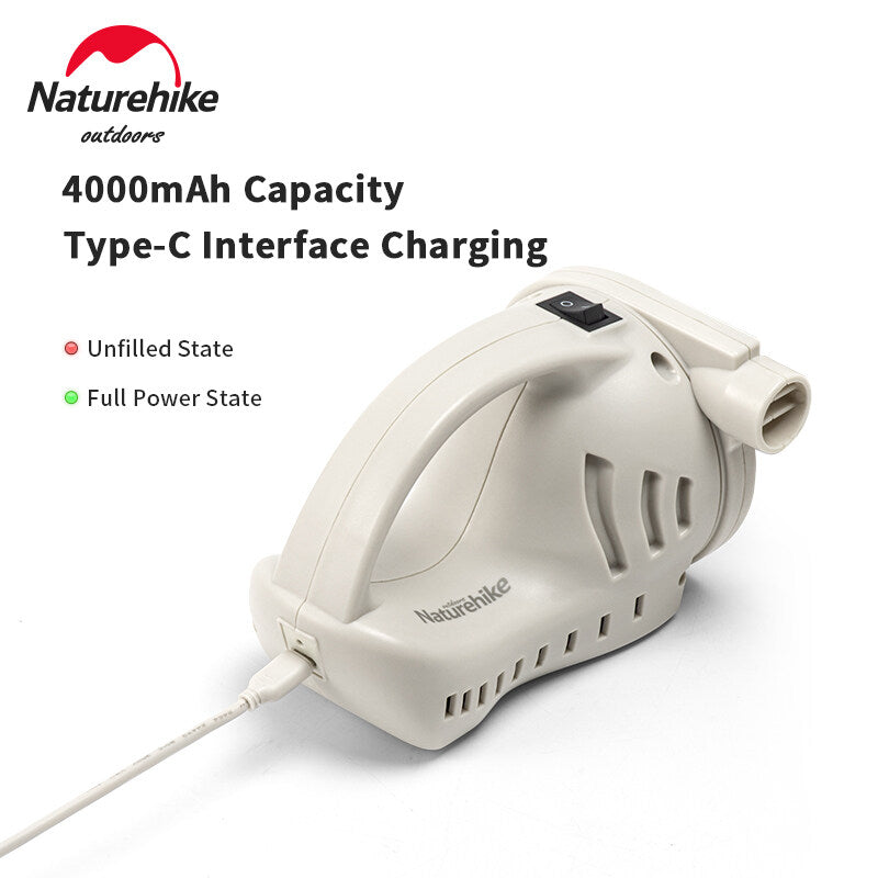 Naturehike High Power Wireless Air Pump For Sleeping Mat Pad Mattress Pillow Inflatable Camping Portable Mini USB Battery Charging Inflate Deflate