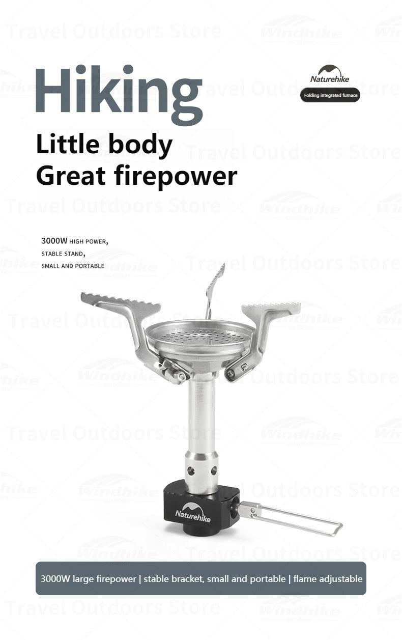 Naturehike Ultralight 85g Camping Gas Burner High Fire Power 3000W Travel Hiking Backpacking Butane Stove Foldable Outdoor Mini Portable Folding Head