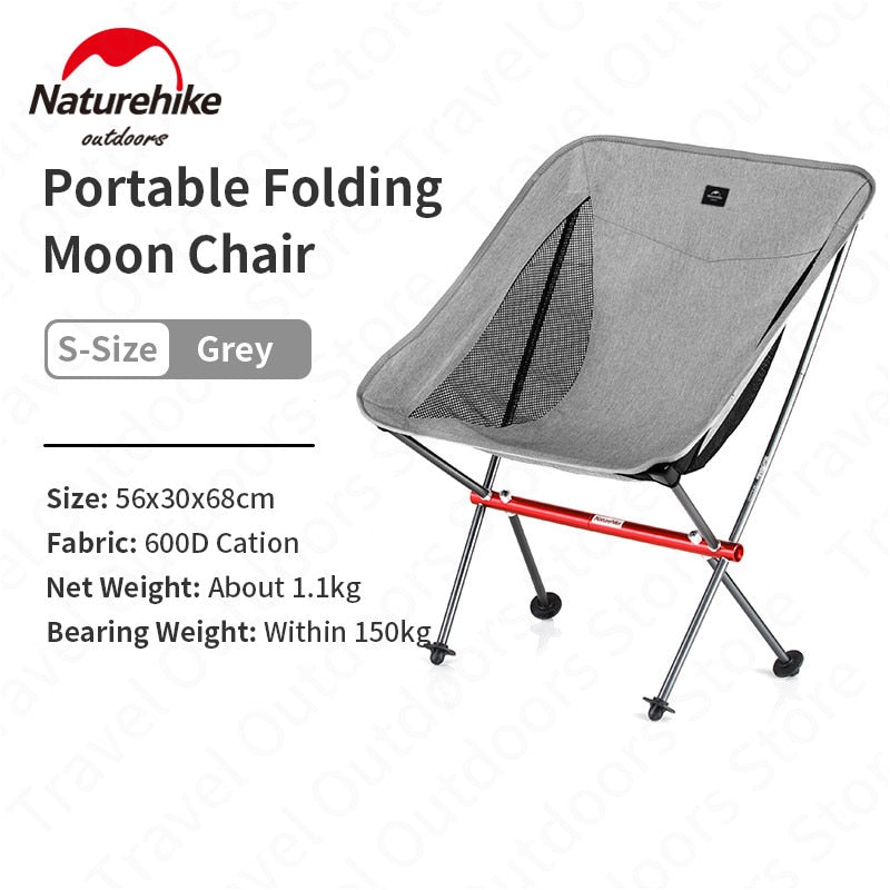 Naturehike YL05 Outdoor Ultralight Folding Chair 1.1kg Aluminum Alloy Support up to 150kg Max Load Beach Moon Chair Camping Travel Hiking Backpacking