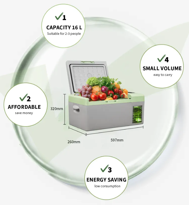 ALPICOOL Y Series Y16E 16L Mini Portable 12V Car Camping Refrigerator
