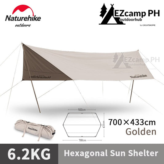 Naturehike Classy Premium Cotton Hexagonal Sun Shelter Outdoor 5-8 Person Large Space 700x433 CM Awning Windproof Waterproof Camping Canvas Sunshade Tarp Tent Canopy Nature Hike