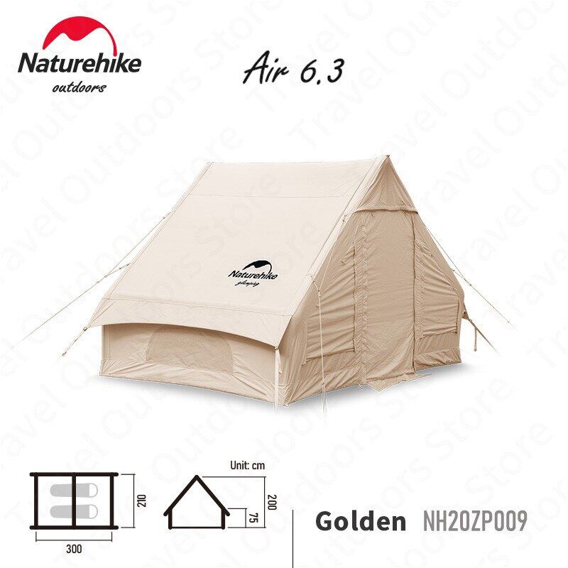 Naturehike EXTEND AIR Series 6.3 Air Inflatable Blended Cotton Camping Glamping Tent for 4 Persons Air PVC Pole Waterproof Outdoor Shelter 6.3SQM Space