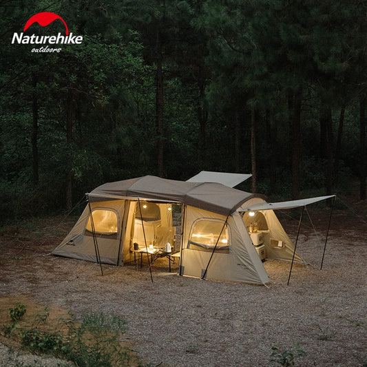 Naturehike CLOUD VESSEL Series Quick Build Pole 4 Person One Bedroom One Living Room Tunnel Style Camping Tent Fast Automatic Open Poles Outdoor Tent