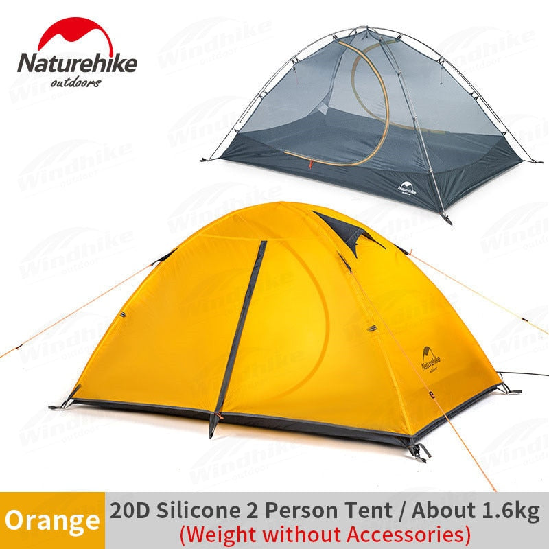 Naturehike SUMMER Series 2 Person 4 Season Portable Camping Tent Ultralight 1.6Kg Double Layer 20D Nylon Silicone Pu4000mm Hiking Backpacking Tent