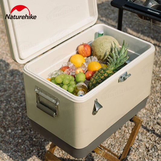 Naturehike 29L and 51L Retro Style Cooler Box Camping Food Drink Storage Ice Chest High Capacity Cold up to 48H Outdoor Picnic PP PU foam Insulation
