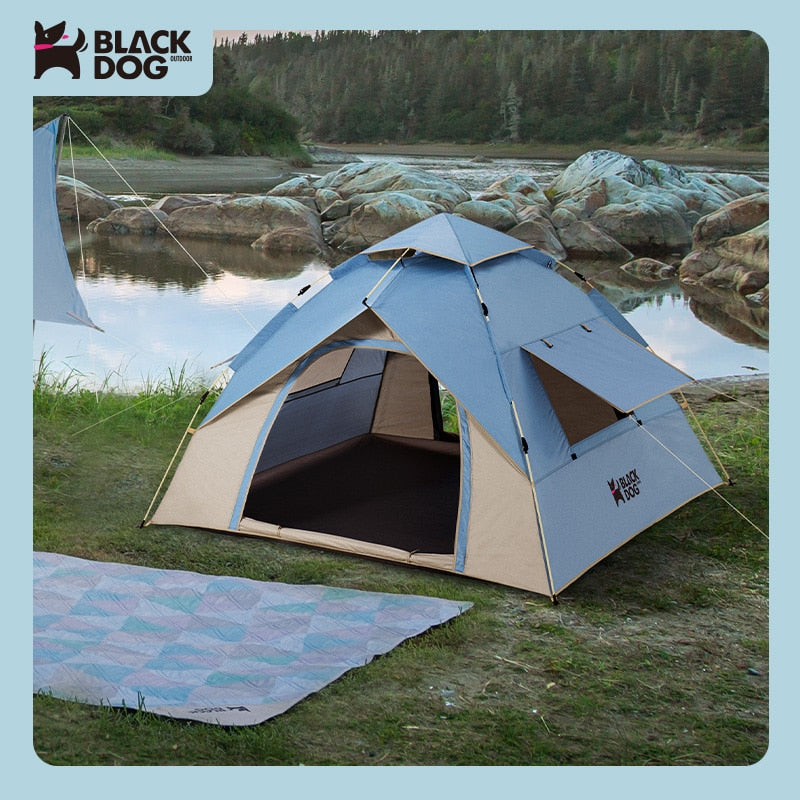 BLACKDOG by Naturehike Automatic 2 Doors 2 Windows Auto Pop Up Camping Tent for 2 3 4 Person Waterproof Windproof Quick Setup