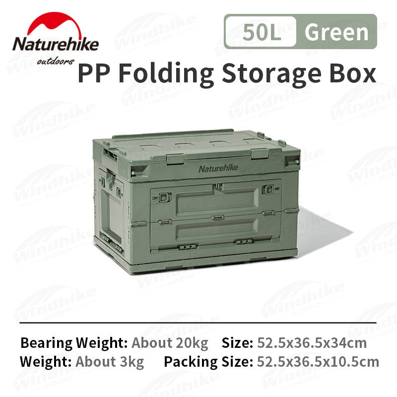 Naturehike 25L | 50L | 80L PP Folding Portable Collapsible Outdoor Camping Storage Box Folding Camp Organizer Stackable Heavy Duty Plastic Nature Hike Small Large Medium Polypropylene Wood Desk Top Woodtop Bracket